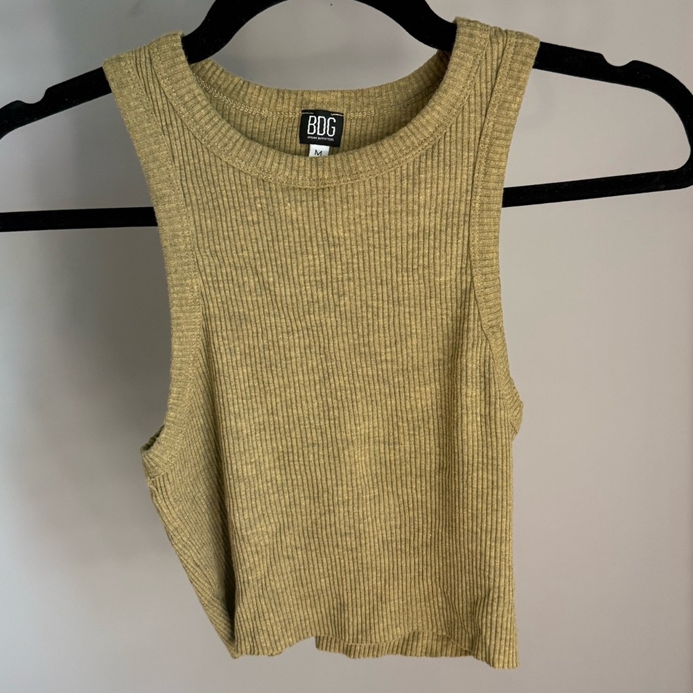 Barely Worn - Women's BDG Ribbed Olive Halter Tank Top in Medium